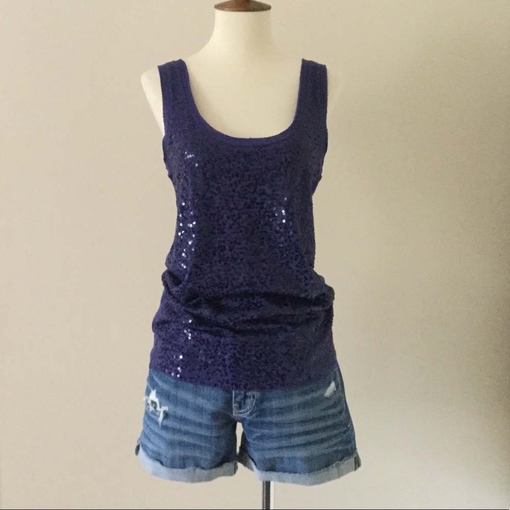 ⭐️ J. Crew Purple Sequin Tank Size S